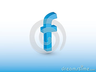 Facebook vector icon illustration using blue color on white background for media Vector Illustration