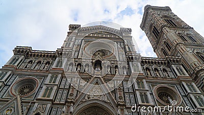 The close view of teh facede of the Duomo di Santa Maria del Fiore in the city of Florence Italy Stock Photo