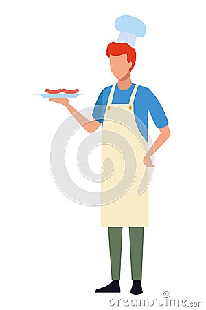 Faceless chef barbecue food Vector Illustration