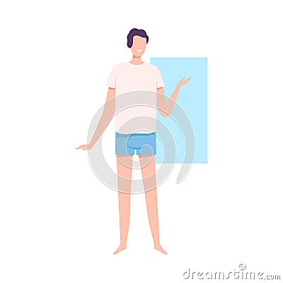 Faceless Man in Underwear, Male Rectangle Body Shape Flat Style Vector Illustration Vector Illustration