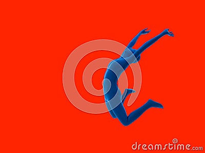 Faceless woman jumping isolated Stock Photo