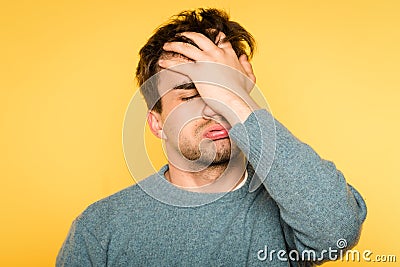 Facepalm desperate frustrated man feeling regret Stock Photo