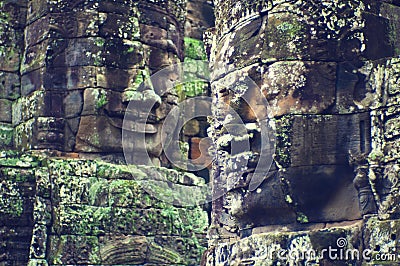 Faces of Angkor Wat (Bayon Temple) Stock Photo