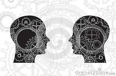 Faces and gears Vector Illustration