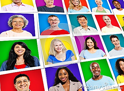 Faces People Diversity Multiethnic Cheerful Smiling Concept Stock Photo