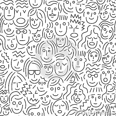 Faces of people - seamless background Vector Illustration
