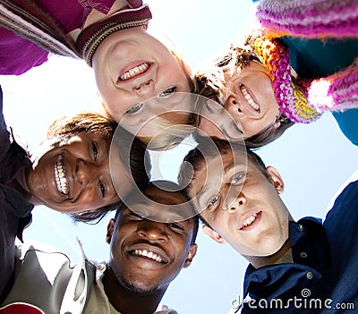 Faces of smiling Multi-racial college students Stock Photo