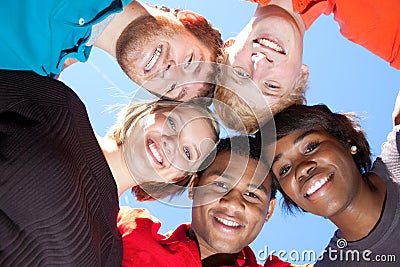 Faces of smiling Multi-racial college students Stock Photo