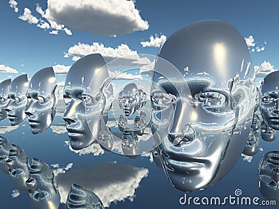 Faces in Surreal Scene Stock Photo