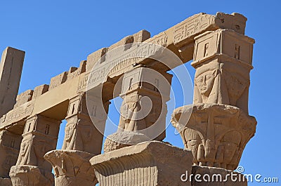 Faces of the Temple of Philae, Ancient Egypt Stock Photo