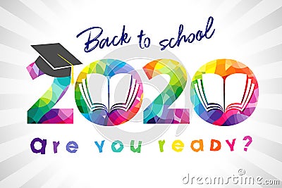 2020 facet colored back to school brush Vector Illustration