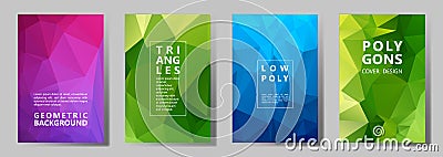 Facet polygonal abstract cover pages, low poly set Stock Photo
