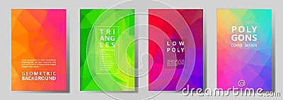 Facet polygonal abstract cover pages, low poly set Vector Illustration