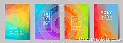 Facet polygonal abstract cover pages, low poly set Vector Illustration