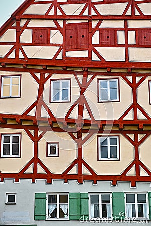 Half-timbered house, resilient architecture, geometric patterns Stock Photo