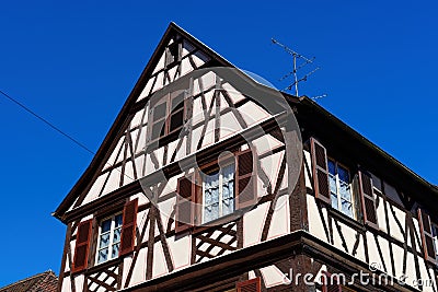 Fachwerkhaus, or timber framing house, in Colmar town, Alsace, France Stock Photo