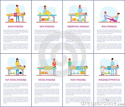 Facial and Abdominal Massage Care Posters Vector Vector Illustration
