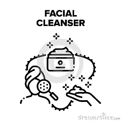 Facial Cleanser Vector Black Illustrations Vector Illustration