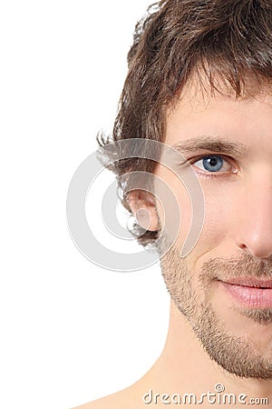 Facial close up of a half attractive man face Stock Photo