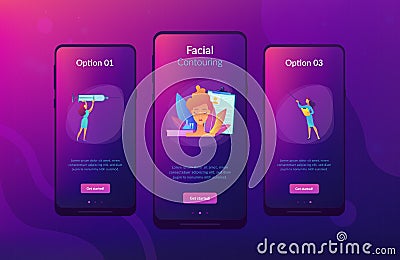 Facial contouring app interface template. Vector Illustration