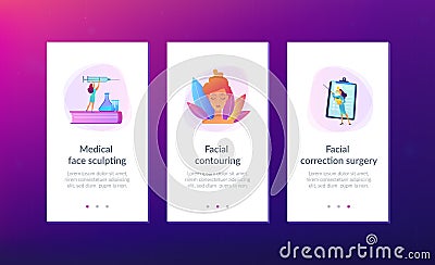 Facial contouring app interface template. Vector Illustration