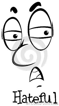 Facial expression doodle in black outline Vector Illustration