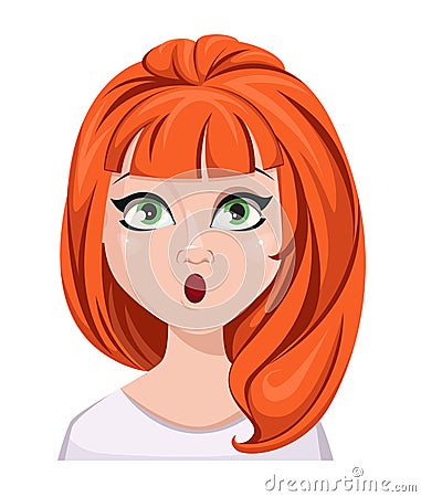 Facial expression of a redhead woman - surprised Vector Illustration