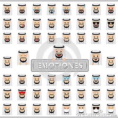 Facial expression variation set in Thawb Vector Illustration