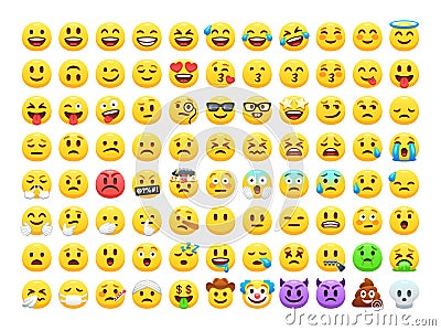 Facial expressions 88 emoji set Vector Illustration