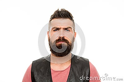 Facial hair treatment. Masculinity brutality and beauty. Hipster with beard brutal guy. Masculinity concept. Barber shop Stock Photo