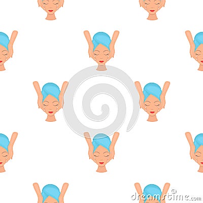 Facial massage icon in cartoon style isolated on white background. Skin care pattern stock vector illustration. Vector Illustration