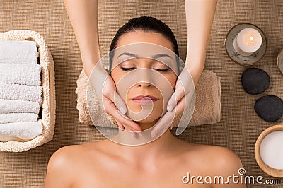 Facial Massage At Spa Stock Photo