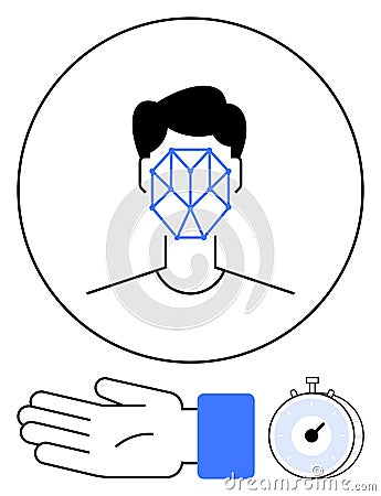 Facial Recognition and Quick Access Technology for Secure and Efficient Authentication Vector Illustration