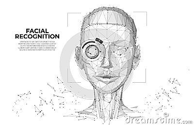 Facial Recognition System concept. Face Recognition. Cyber women, Robot face. biometric scanning, 3D scanning. Face ID. Vector Illustration