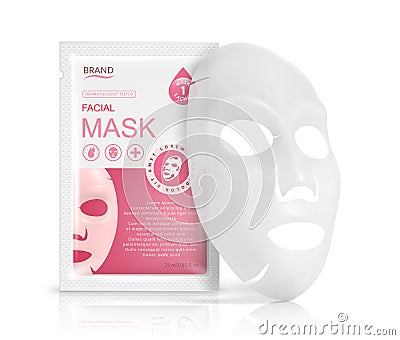 Facial sheet mask sachet package Cartoon Illustration