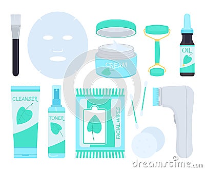 Facial skin care products. Vector illustration. Vector Illustration