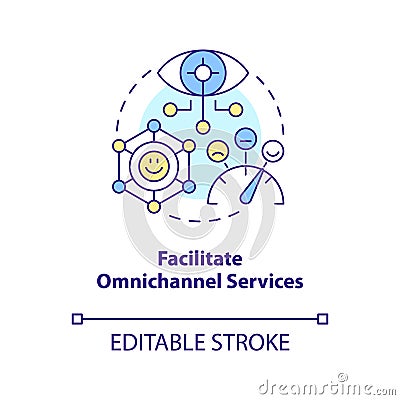 Facilitate omnichannel services concept icon Vector Illustration