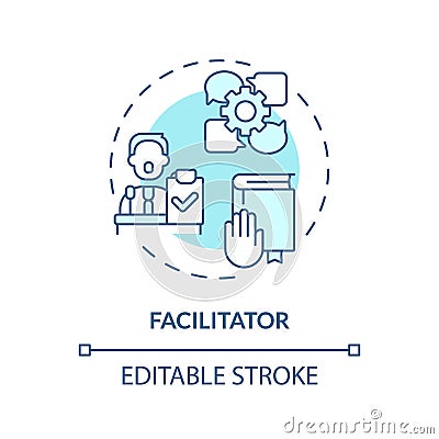 Facilitator soft blue concept icon Vector Illustration