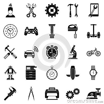 Facility icons set, simple style Vector Illustration