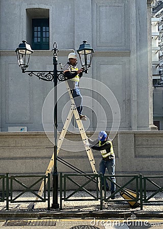 Facility Management OSH Step Ladder Labor Health Work Safety Operation Procedure Osha Occupational Safety Health Administration Editorial Stock Photo