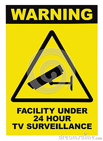 Facility protected by video surveillance text sign Stock Photo