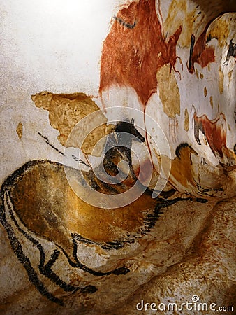 Facsimile reproduction several horses from Lascaux cave in Dordogne Stock Photo