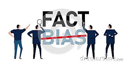 fact and bias false understanding choosing reality from subjective belief Vector Illustration