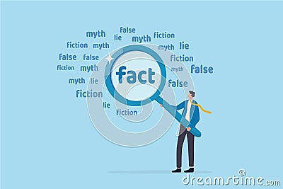 Fact checking, analyze truth, lie or dishonesty, proof information, decision to identify fact, verification or validate data Vector Illustration
