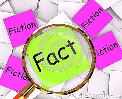 Fact Fiction Post-It Papers Mean Truth Or Myth Stock Photo
