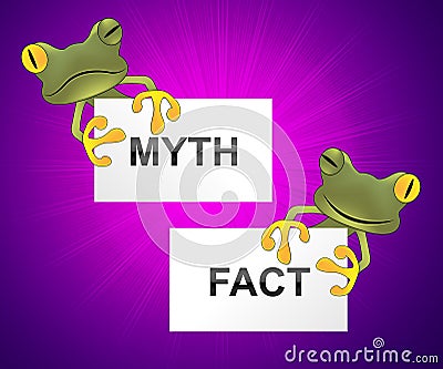 Fact Vs Myth Words Describe Truthful Reality Versus Deceit - 3d Illustration Stock Photo