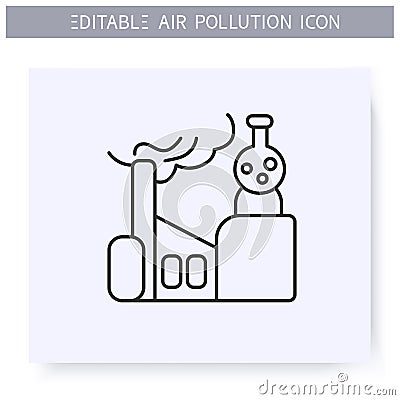 Factorie chemicals line icon. Biohazard emissions Vector Illustration