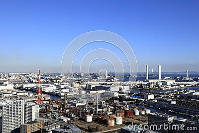 Factories in Keihin industrial district Editorial Stock Photo