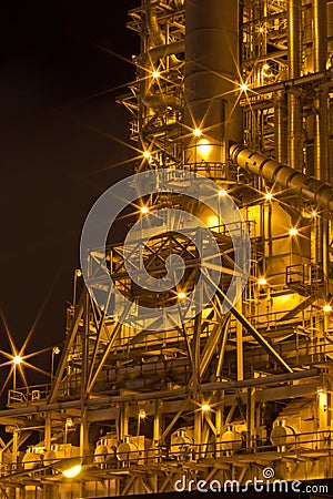 Factories are working at night. Stock Photo