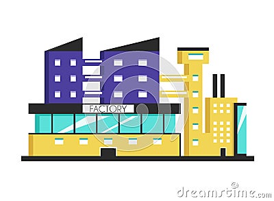 Factory building. Flat vector illustration. Constructivism style Vector Illustration